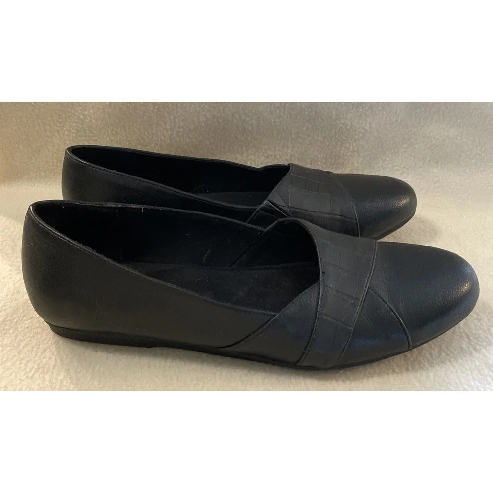 Easy Street Crisscross Slip On Black Ballet Flats Dress Comfort Shoes Womens 11M